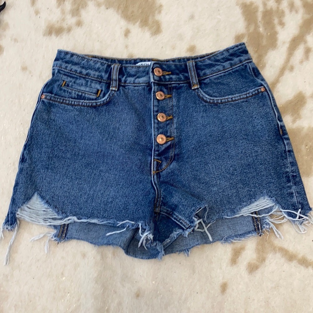 Zara Button Front Jean Shorts